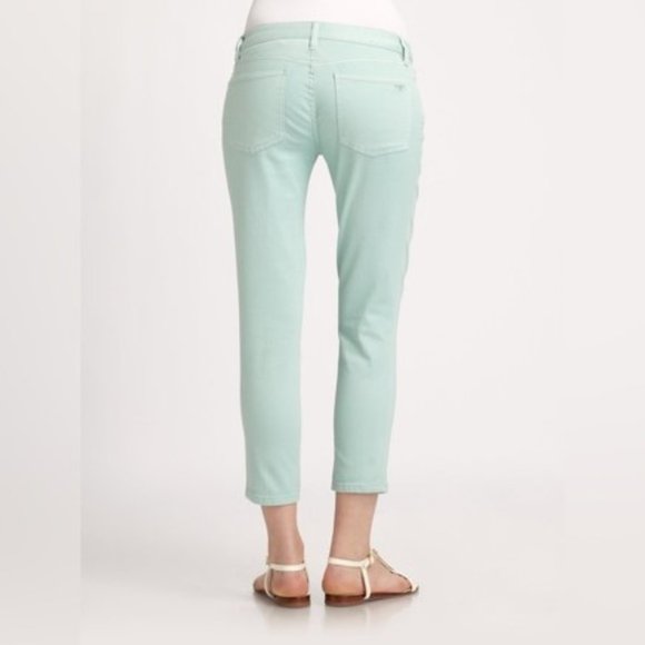 Tory Burch Alexa Cropped Ankle Skinny Jeans Pants Mint Green Size 29 EUC - Picture 2 of 8